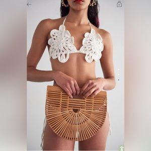 Bamboo Ark Clutch | Half Moon Wood Slat Bag